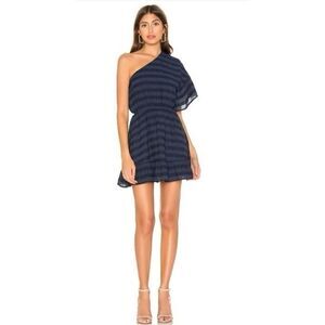 Tularosa Women's One Shoulder‎ Striped Mini Dress Blue Size S